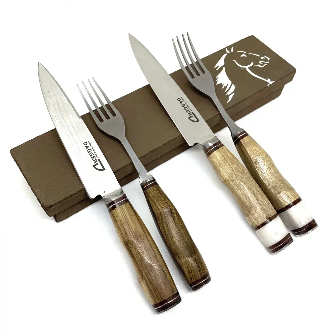Juego Asado Acero Inoxidable – Mango Guayubira o Hueso y Madera