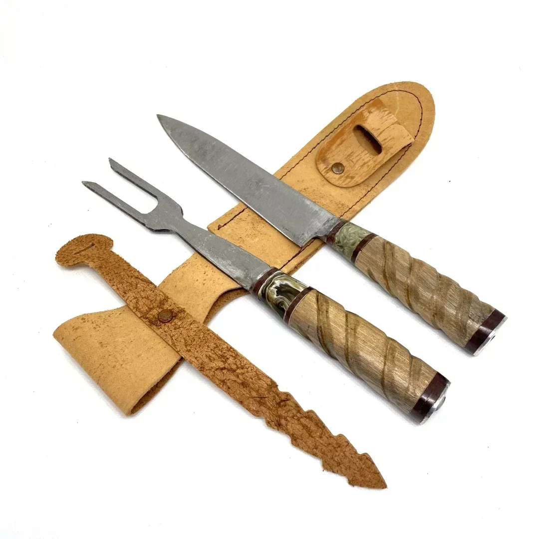 Juego Cuchillo y Tenedor Artesanal con Vaina