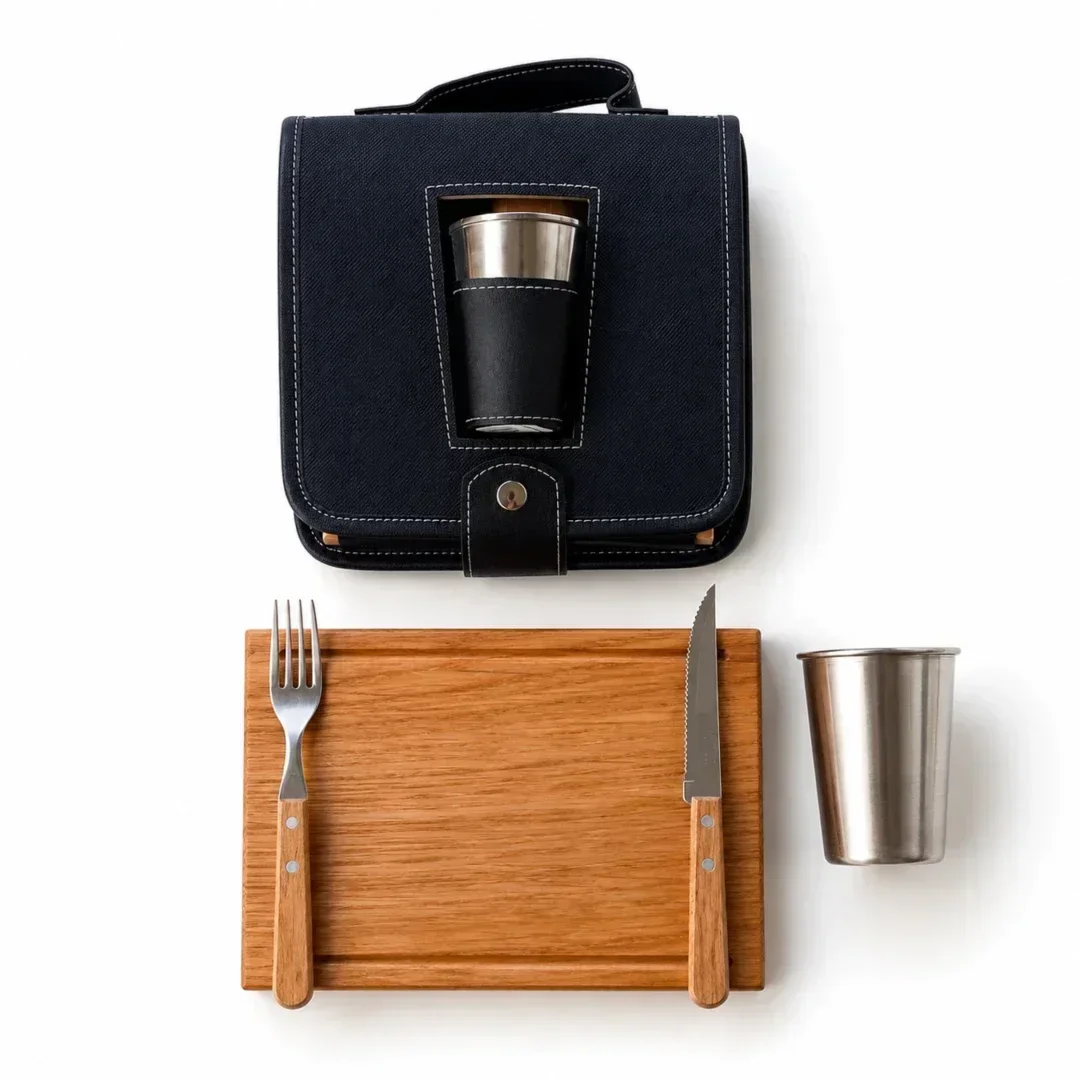 Set de asado rígido con vaso